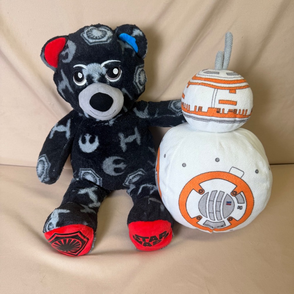 Star Wars Build-A-Bear Plush Bear and BB-8 Droid Set Black Rebel Empire Symbols
